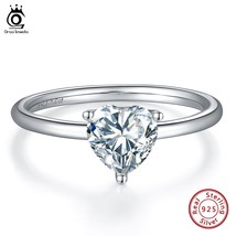 1ct Heart Cut DE Color Moissanite Solitaire Ring 925 Sterling Silver Engagement  - £57.91 GBP