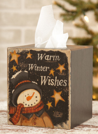 Primary image for Primitive TIssue Box Paper Mache'  7TB338-Warm Winter Wishes  