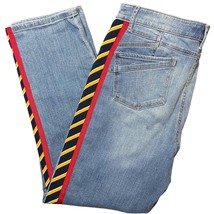 Tommy Hilfiger Slim Fit Boyfriend Jeans Yellow Red Side Seam Stripes - Size 10 - £18.15 GBP