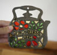 Vintage Solid Metal Stained Glass Style Great Smoky Mountains Trivet Han... - £21.54 GBP