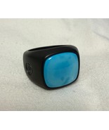 David Yurman Black Titanium Men&#39;s Turquoise Signet Ring Size 9 - $1,098.79 CAD