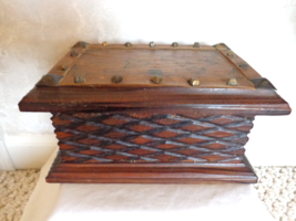 Vintage Collectible Wooden Document Decorative Box A Map On Top (#0508) - £66.33 GBP