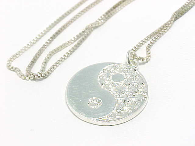 Primary image for YIN and YANG Sterling Silver PENDANT and 18" Italian Sterling NECKLACE