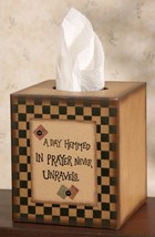 Primitive Tissue Box Cover Paper Mache&#39; 8TB2505-Day Hemmed in Prayer - $7.95