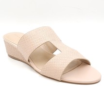 H by Halston Women Wedge Heel Slide Sandals Regan Size US 8W Pale Pink Leather - £15.03 GBP