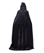 Hooded Cloak Top Quality Cape Play Costume Black Velvet Plus size 150cm - £26.17 GBP