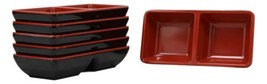 Red Black Melamine Condiments Ketchup Soy Sauce Dipping Divider Dish Bow... - $20.99