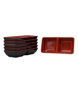 Red Black Melamine Condiments Ketchup Soy Sauce Dipping Divider Dish Bow... - £16.41 GBP