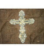 Ornate Inspirational Ivory Cast Iron Country Cross - $17.15 CAD