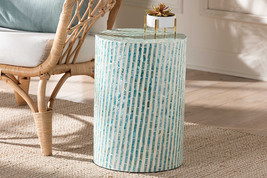 Hirst White and Blue Mother of Pearl End Table - $144.00
