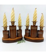Belgian Art Deco Wooden Candle Holders with Original Spiral Candles – 19... - $93.15