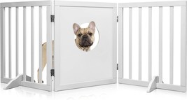 Freestanding Dog Gate | 60 Wide X 24 Tall Wooden 3 Panel Foldable Dog Gate I - £36.42 GBP