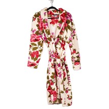 Dream Lover Robe Womens M Softluv Fleece Floral Cream Pink Comfy Plush - £20.46 GBP