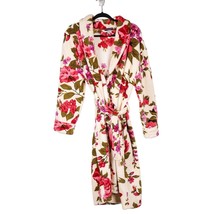 Dream Lover Robe Womens M Softluv Fleece Floral Cream Pink Comfy Plush - £19.12 GBP