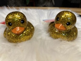 2 Gold Glitter Rubber Duck Duck Jeep - $12.75