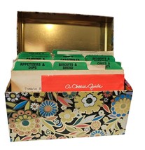 J Chein USA Recipe Box Tin Metal Vtg Cooking Recipes Mod Retro Flowers Floral - £31.26 GBP