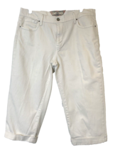 Levi Strauss Womens White Capri Jeans 14 Cuffed Hem Silver Studs Stretch - £12.76 GBP