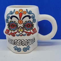 Skull Mug Multi Color Folk Art - £12.04 GBP