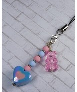 Gummy Bear Heart Handmade Cell Phone Charm Lanyard Strap Blue Pink New - $244.42 MXN