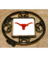 Black Iron Metal Trivet with Texas Longhorn Tile - £12.81 GBP