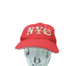 Vintage 90s New York City NYC Spell Out Adjustable Cotton Dad Hat Cap Red USA - £17.90 GBP