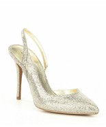 Michael Kors Eliza Pump Silver /Sand Glitter Sling Back Women&#39;s Dress Sh... - $126.22