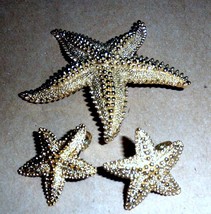 Monet Star Fish Brooch and Earring Set -VIntage      - $17.00