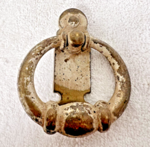 Vintage Great Patina Worn White Painted Brass Tone Ring House Door Knocker - $19.80