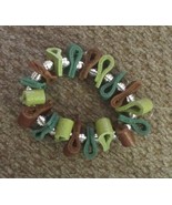 Teal and Green Dyed Leather Stretch Bracelet   OOAK - £31.29 GBP