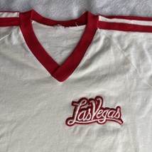 Vtg Las Vegas Stitched white T-shirt Sz M 3 red stripes Shoulder Single ... - $18.70
