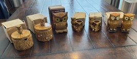 Lot 6 MCM Owl Kitchen Condiment Ceramic Napkin Holder Toothpick Salt Pepper NOS - £23.64 GBP