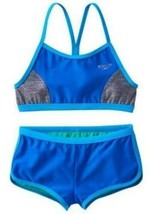 Girls Swimsuit Speedo Racerback Bikini 2 Pc Blue Gray Bathing Suit $44 N... - £16.33 GBP