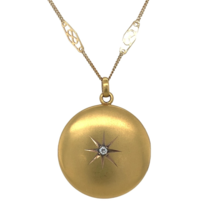 Victorian 10k Yellow Gold Round Genuine Natural Diamond Locket 14k Chain #J7356 - €929,07 EUR
