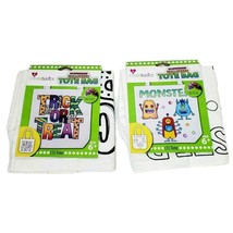 Create Basics DIY Printed Halloween Tote Bag 2 Pc Set Trick or Treat Monsters - £11.61 GBP