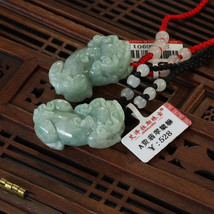 Free Shipping - AAA Natural Green Jadeite Jade carved Pi Yao charm Pendant / nec - £23.59 GBP