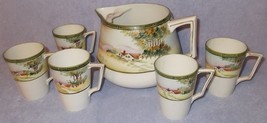 Antique Nippon Japan Te-Oh Hand Painted Pitcher and Five Cups Lemonade Set - £70.13 GBP