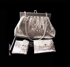 SIlver Flapper purse set / vintage Whiting &amp; Davis mesh purse / new neve... - £98.36 GBP