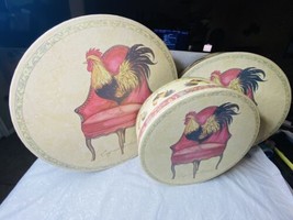 Matching Set Of 3 Rooster Hat Boxes By Brother Sister Design Studio - £27.12 GBP