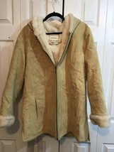 St Johns Bay Suede Leather Sherpa Lined  Jacket Coat Womens  XLG EUC - $32.38