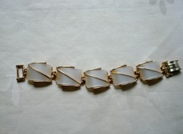 Vintage Gold Tone Bracelet With White Thermoset Plastic Links As Found - $12.00