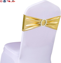 50PCS Spandex Chair Sashes with Buckle Stretchable Chair Bands for Wedding &amp; Eve - £32.32 GBP+