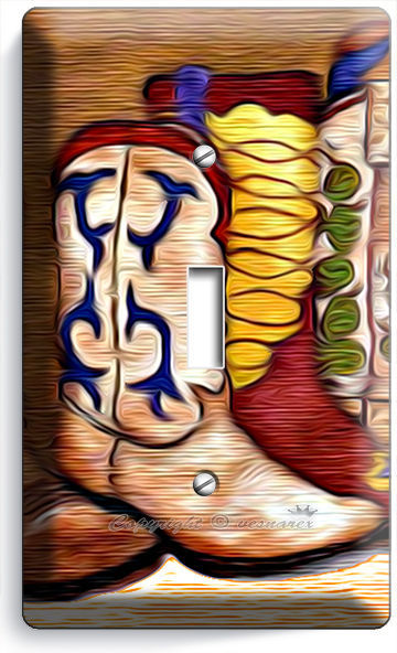 COWBOY LADY BOOTS SOUTHERN AMERICANA SINGLE LIGHT SWITCH WALL PLATE ROOM DECOR