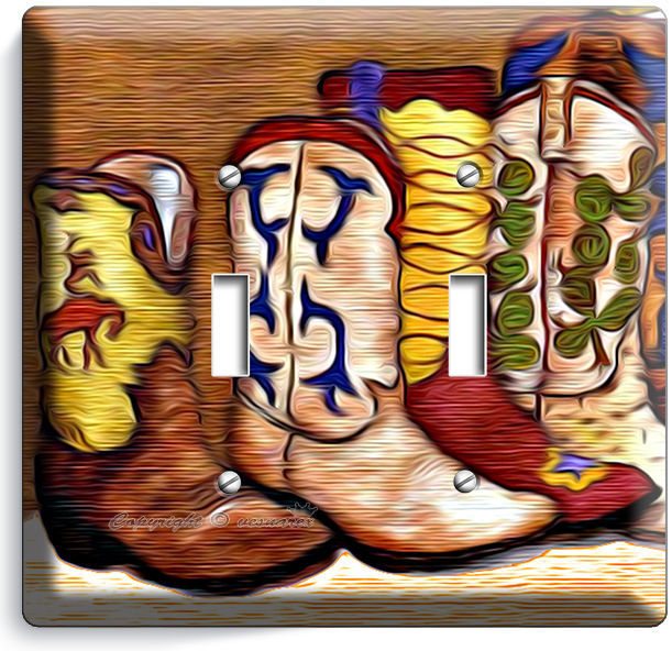 WOMENS COWBOY BOOTS SOUTHERN AMERICANA DOUBLE LIGHT SWITCH WALL PLATE ROOM DECOR