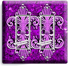 Fleur De Lis Purple Marble Double Gfci Light Switch Wall Plate Wall Plate Cover - £8.91 GBP
