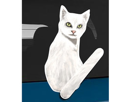 White cat A rear window wiper wagging tail sticker - $12.99