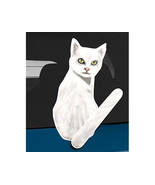 White cat A rear window wiper wagging tail sticker - £10.16 GBP