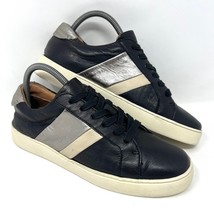Frye &amp; Co Women’s Hallie Fashion Sneaker Sz 8.5 Black Leather White Striped - $24.70