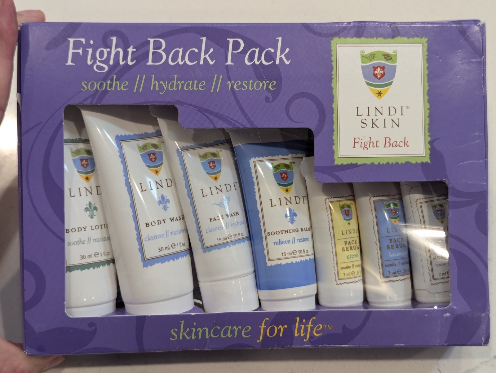 Lindi Skin Fight Back Pack 7 Piece Travel Set Lotion Body Wash Face Seru... - $12.00