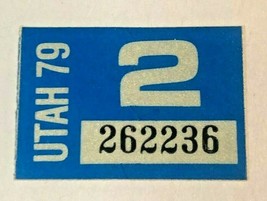 Feb.1979 Utah Motorcycle Car Truck New License Plate Registration Sticke... - $19.79