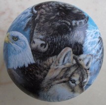 Ceramic Cabinet Knobs American Wildlife Buffalo eagle wolf - £3.42 GBP